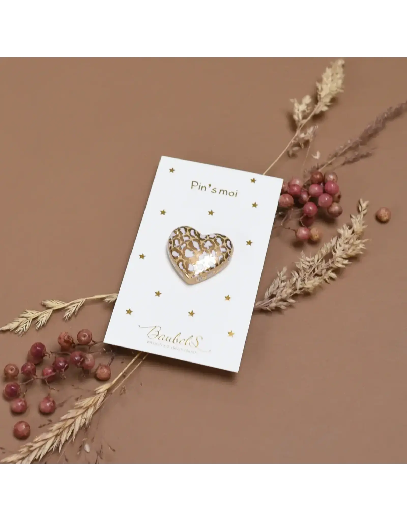 Baubels Pin - Hartje Wit/Goud