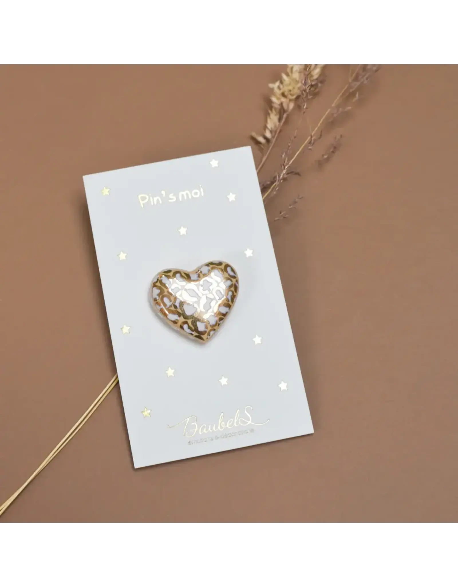 Baubels Pin - Hartje Wit/Goud