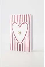 Zusss Wenskaart - Broche Hartje, Strepen Wit/Rood - Dubbele kaart + Envelop
