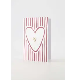 Zusss Wenskaart - Broche Hartje, Strepen Wit/Rood - Dubbele kaart + Envelop