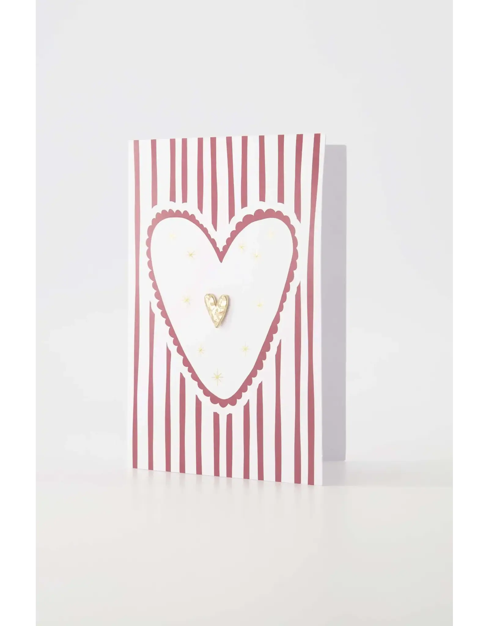 Zusss Wenskaart - Broche Hartje, Strepen Wit/Rood - Dubbele kaart + Envelop