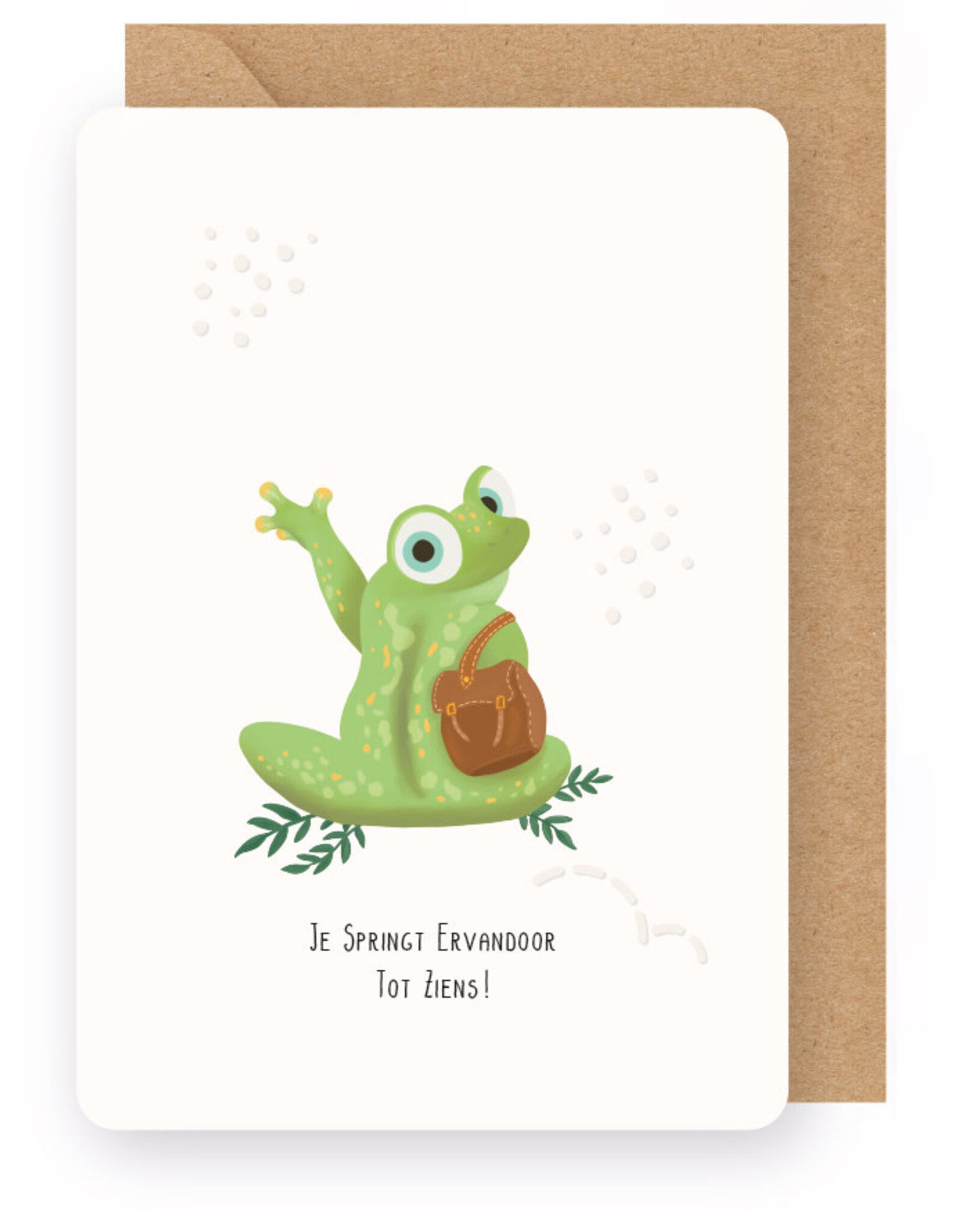 Enfant Terrible Wenskaart - Kikker, je springt ervandoor tot ziens! - Dubbele kaart  + Envelop