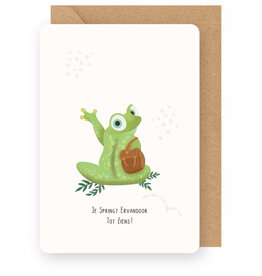 Enfant Terrible Wenskaart - Kikker, je springt ervandoor tot ziens! - Dubbele kaart  + Envelop