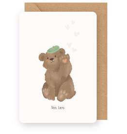 Enfant Terrible Wenskaart - Beertje, Veel liefs - Dubbele kaart + Envelop