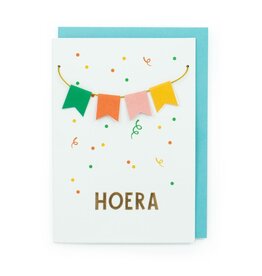 Enfant Terrible Wenskaart - Vlaggetjes, Hoera - Dubbele kaart + Envelop