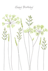 Eloise Hall Wenskaart - Fennel & Grass, Happy Birthday - Dubbele Kaart + Envelop