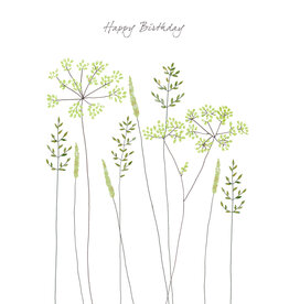 Eloise Hall Wenskaart - Fennel & Grass, Happy Birthday - Dubbele Kaart + Envelop
