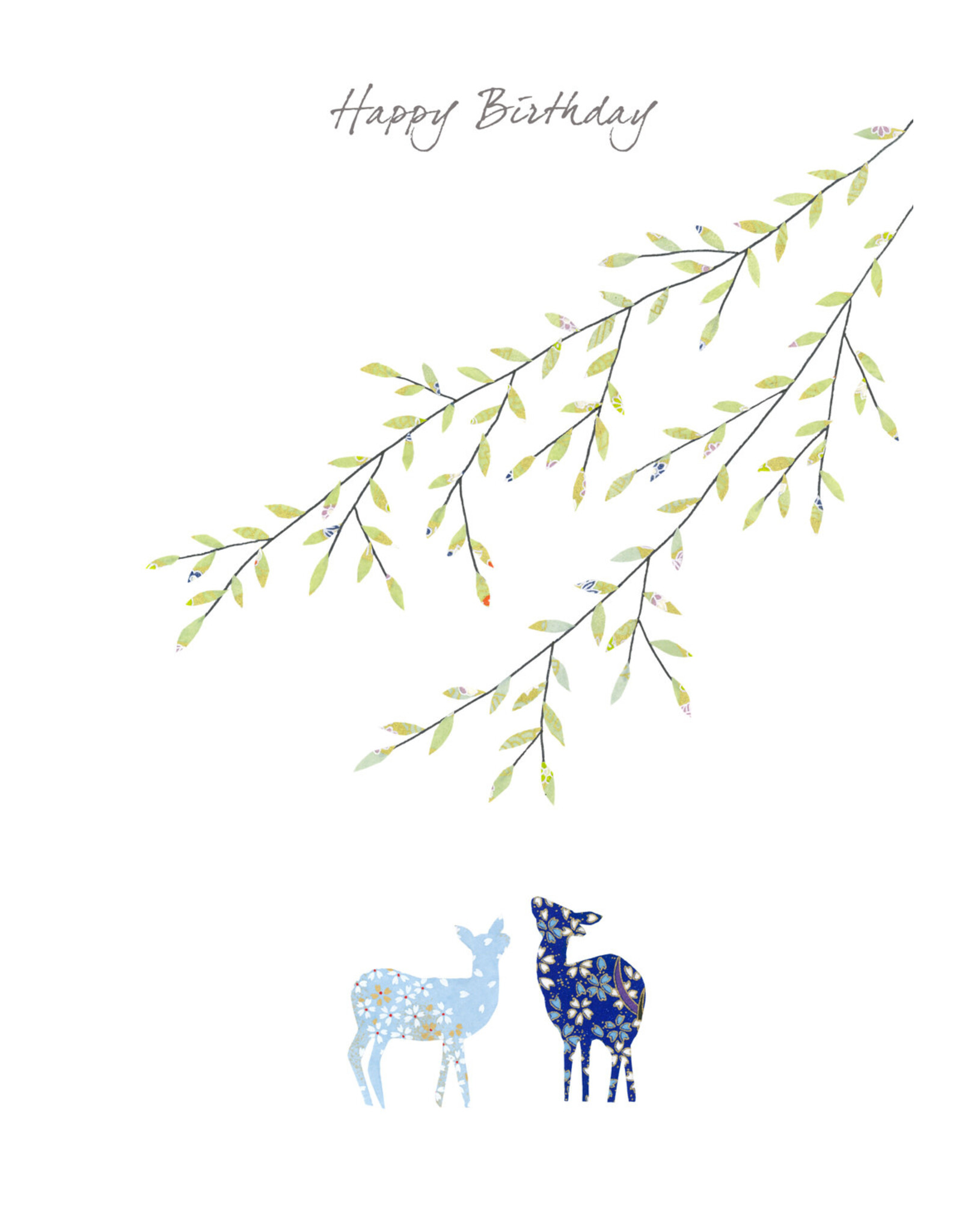 Eloise Hall Wenskaart - Two deer & tree Happy birthday  - Dubbele Kaart + Envelop