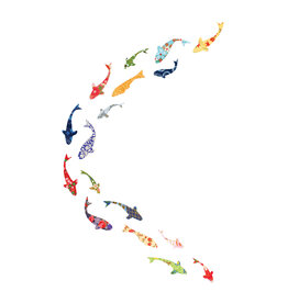 Eloise Hall Wenskaart - Koi Carp Swirl - Dubbele Kaart + Envelop