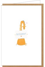 Klein liefs Wenskaart - Giraf, Bedankt  - Dubbele kaart + Envelop