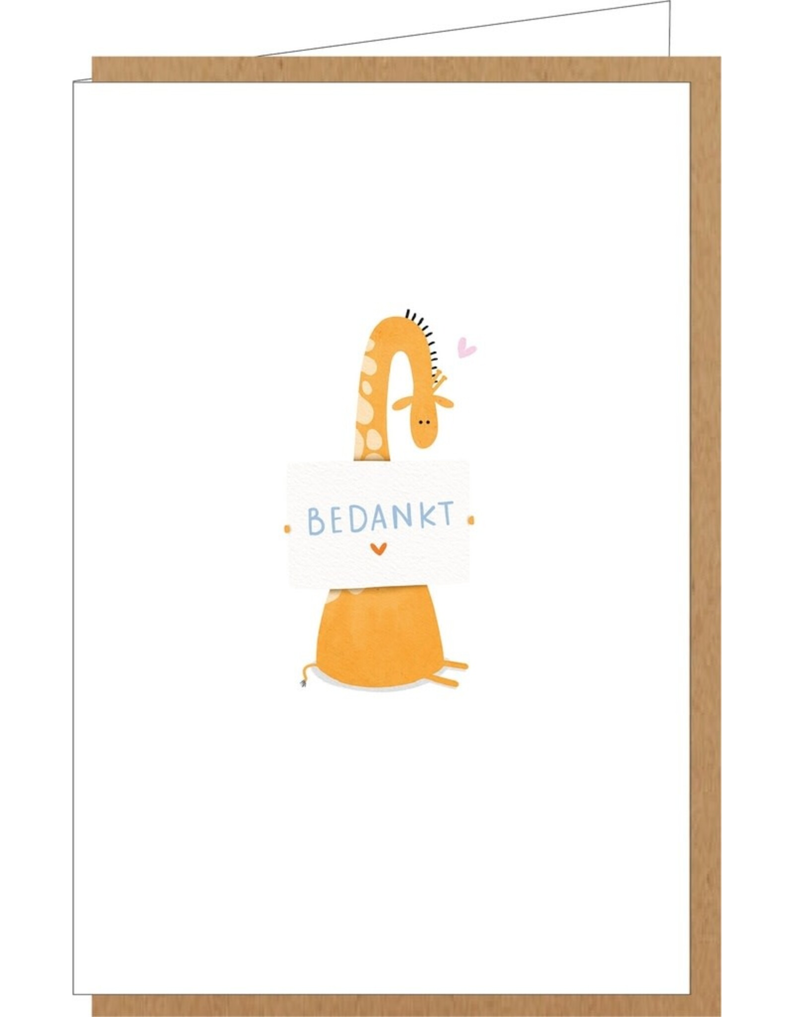 Klein liefs Wenskaart - Giraf, Bedankt  - Dubbele kaart + Envelop