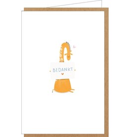 Klein liefs Wenskaart - Giraf, Bedankt  - Dubbele kaart + Envelop