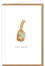 Klein liefs Wenskaart - Konijntje, Veel geluk - Dubbele kaart + Envelop