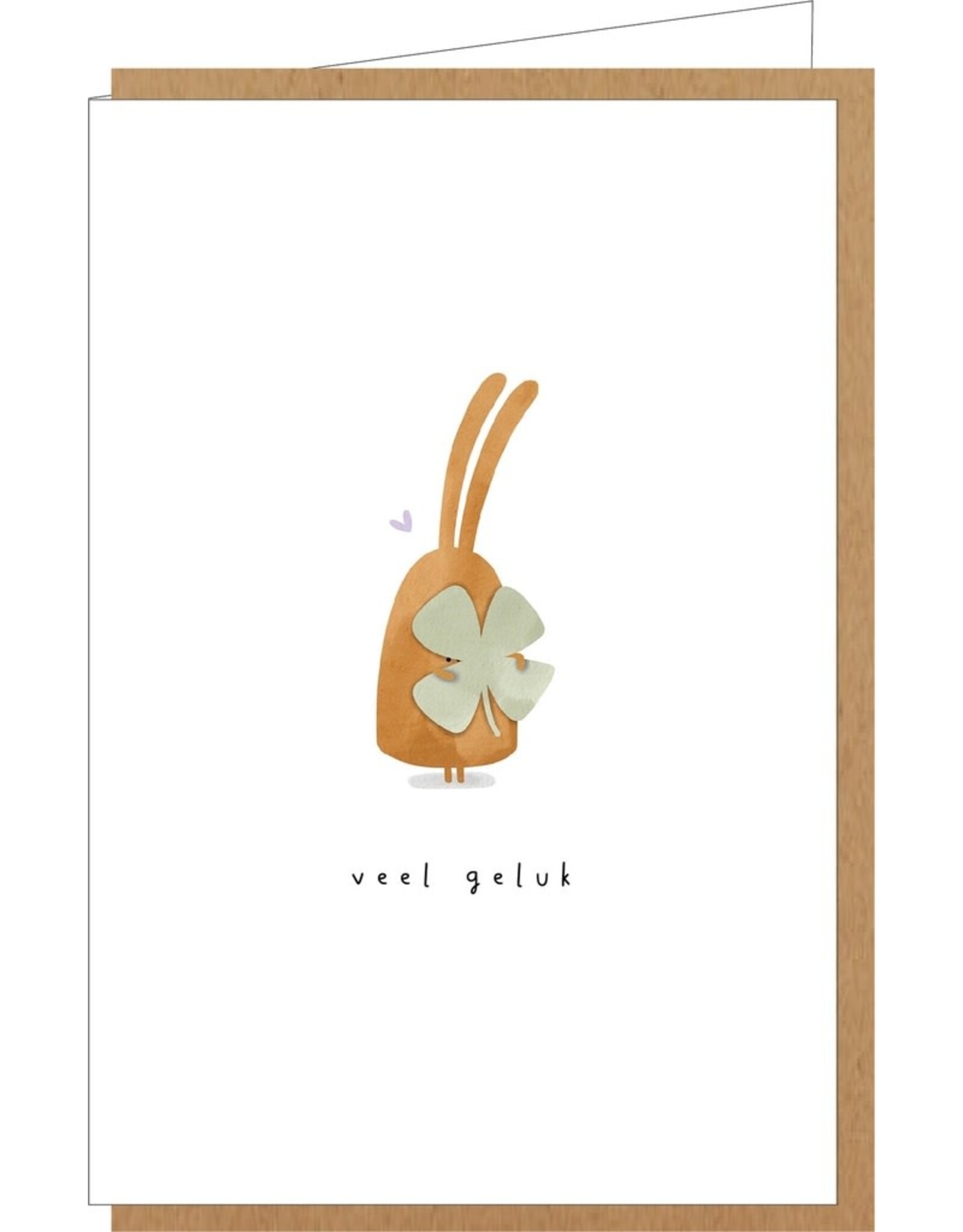 Klein liefs Wenskaart - Konijntje, Veel geluk - Dubbele kaart + Envelop
