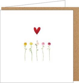 Yon Wenskaart - Rozen - Dubbele kaart + Envelop