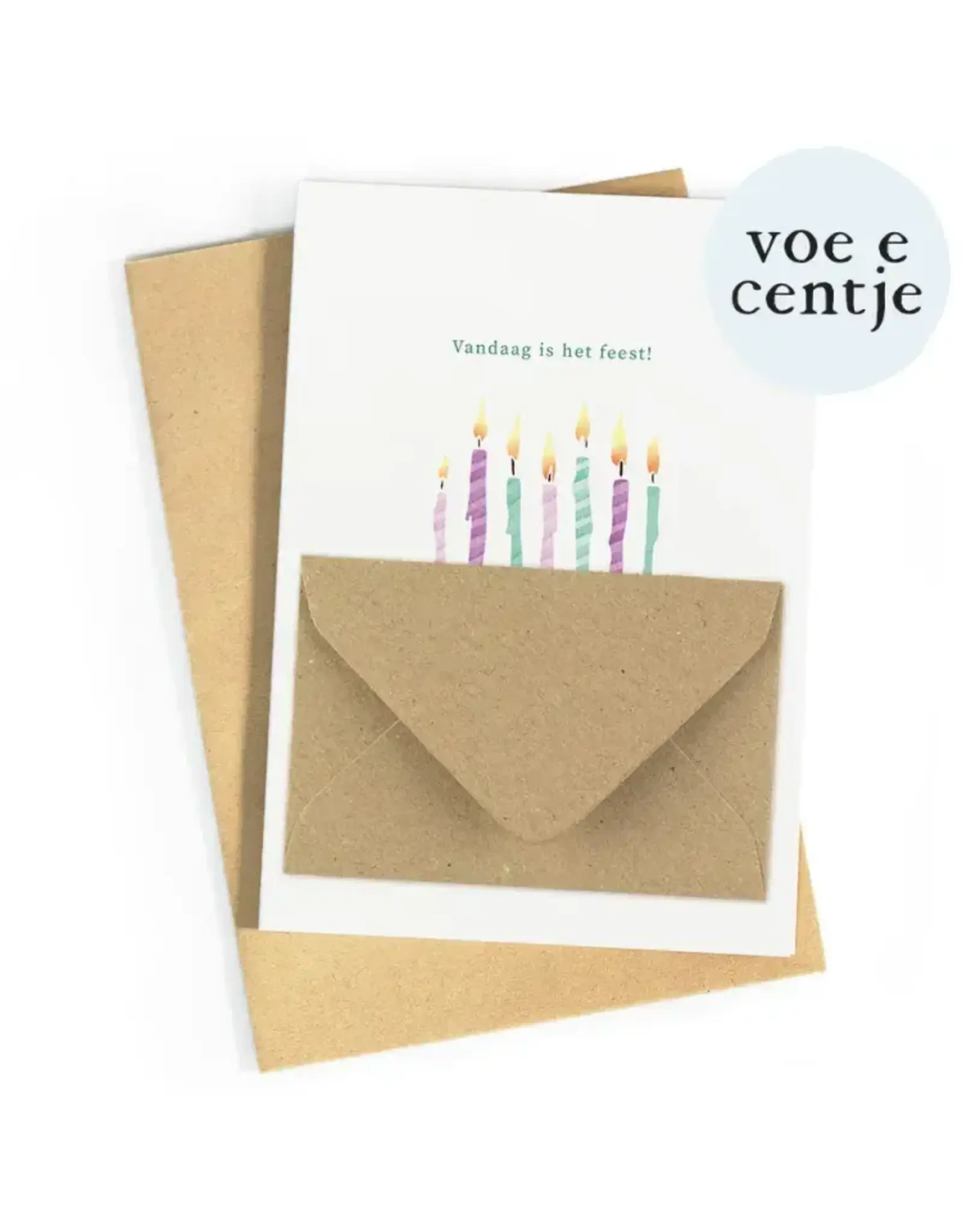 Studio Zwoane Wenskaart - Vandaag is het feest - Dubbele kaart + Envelop