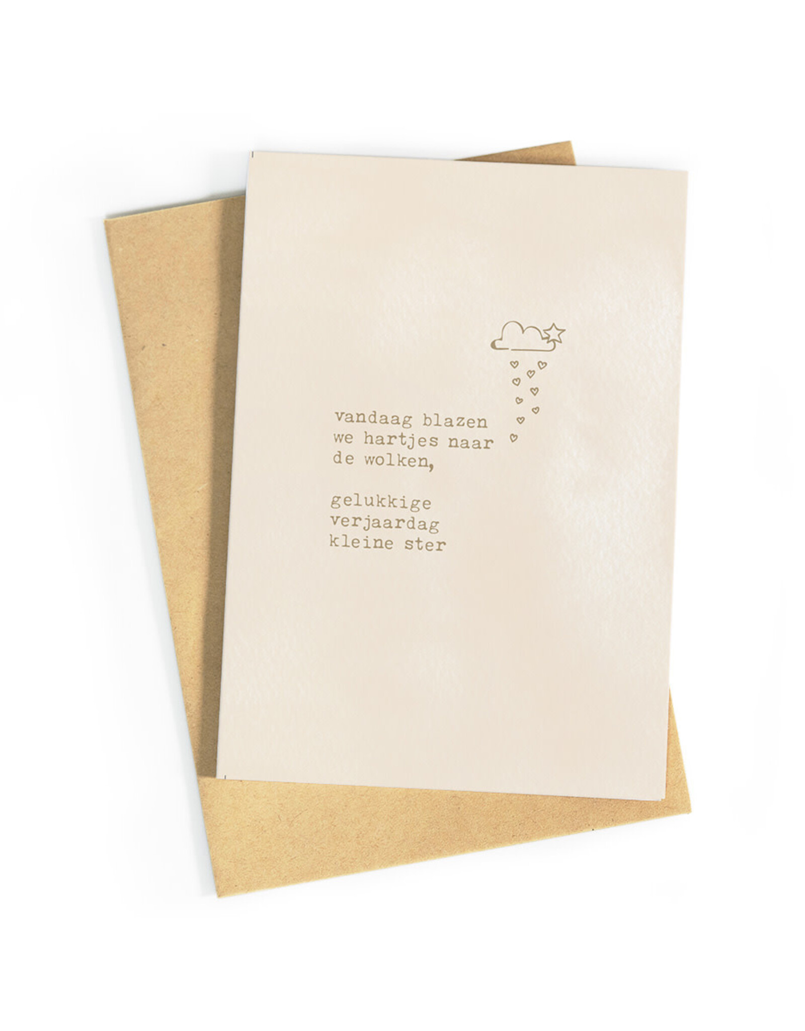 Studio Zwoane Wenskaart - Kleine ster, verjaardag - Dubbele kaart + Envelop