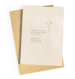 Studio Zwoane Wenskaart - Kleine ster, verjaardag - Dubbele kaart + Envelop