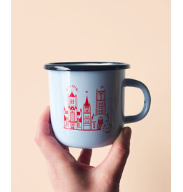 mmmMar Mok Gent - Emaille - Licht Blauw/ Rood - Ø 8cm