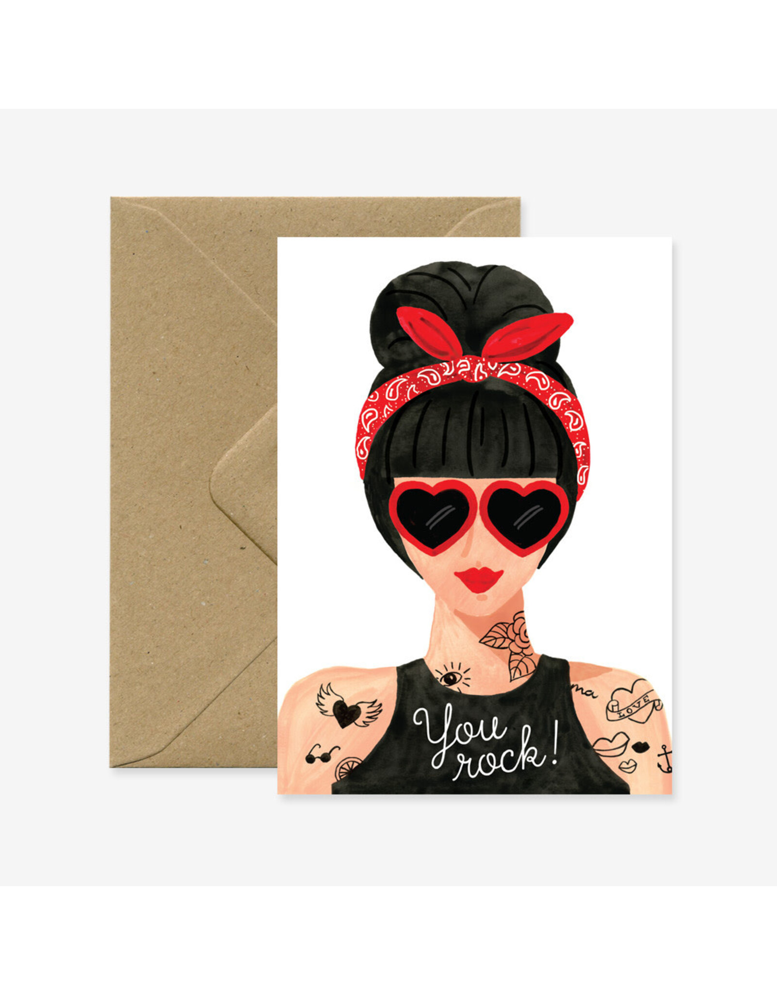All The Ways to Say Wenskaart - Hipster Girl, You Rock! - Dubbele kaart + Envelop