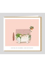 Studio Mie Wenskaart - Een dag vol bloemen, leuks en plezier - Dubbele kaart + Envelop