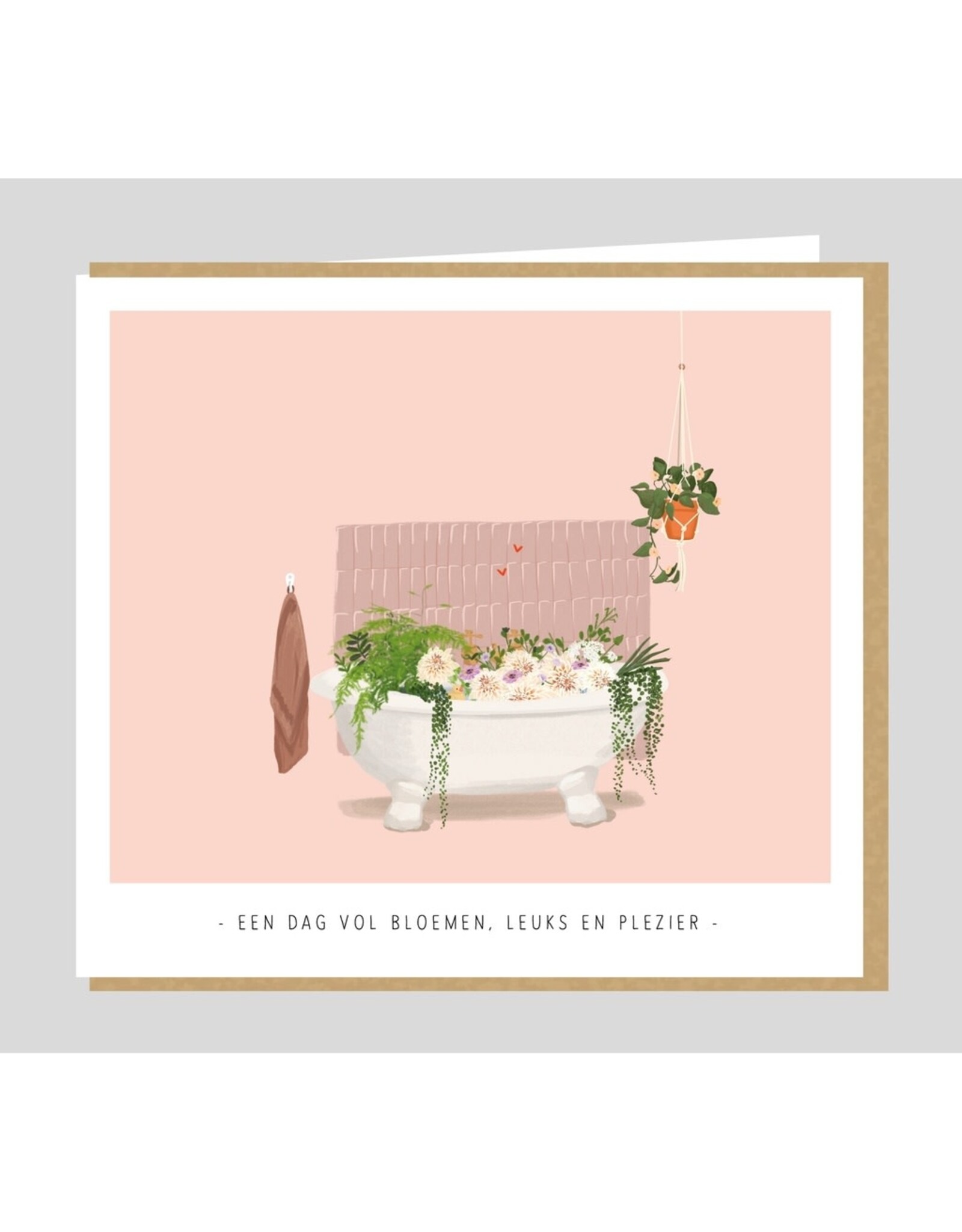 Studio Mie Wenskaart - Een dag vol bloemen, leuks en plezier - Dubbele kaart + Envelop