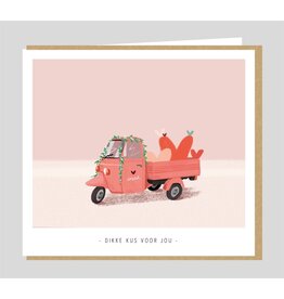Studio Mie Wenskaart - Dikke kus voor jou - Dubbele kaart + Envelop