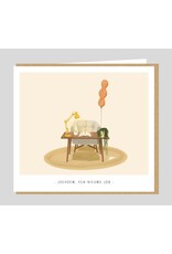 Studio Mie Wenskaart - Joehoew, een nieuwe job - Dubbele kaart + Envelop