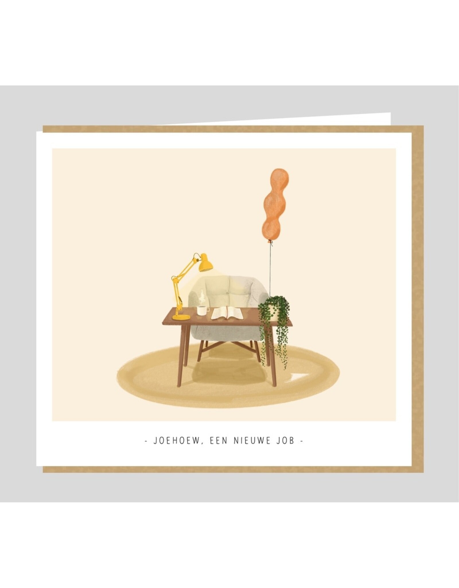 Studio Mie Wenskaart - Joehoew, een nieuwe job - Dubbele kaart + Envelop