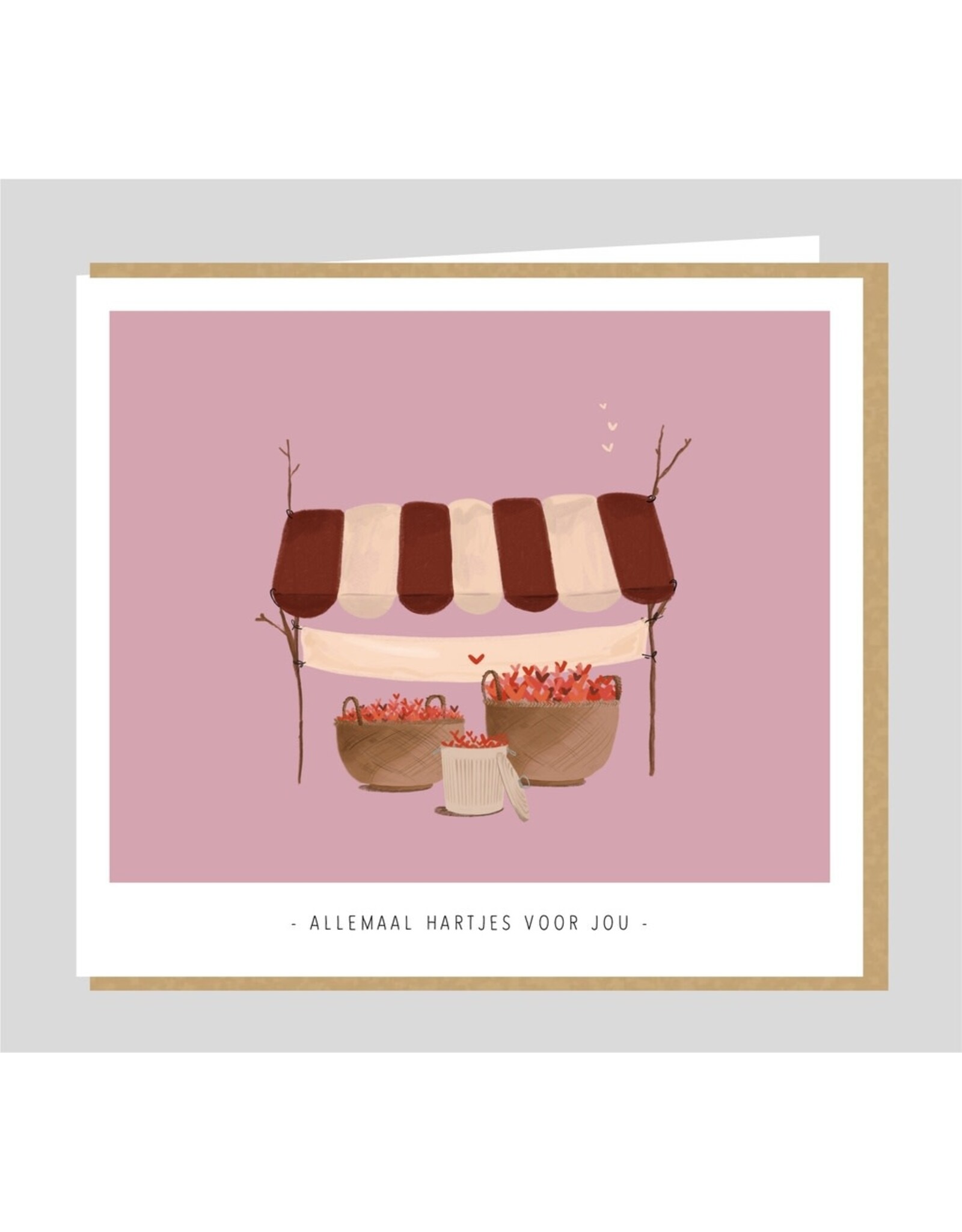 Studio Mie Wenskaart - Allemaal hartjes voor jou - Dubbele kaart + Envelop