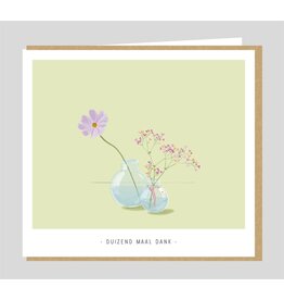 Studio Mie Wenskaart - Duizend maal dank - Dubbele kaart + Envelop