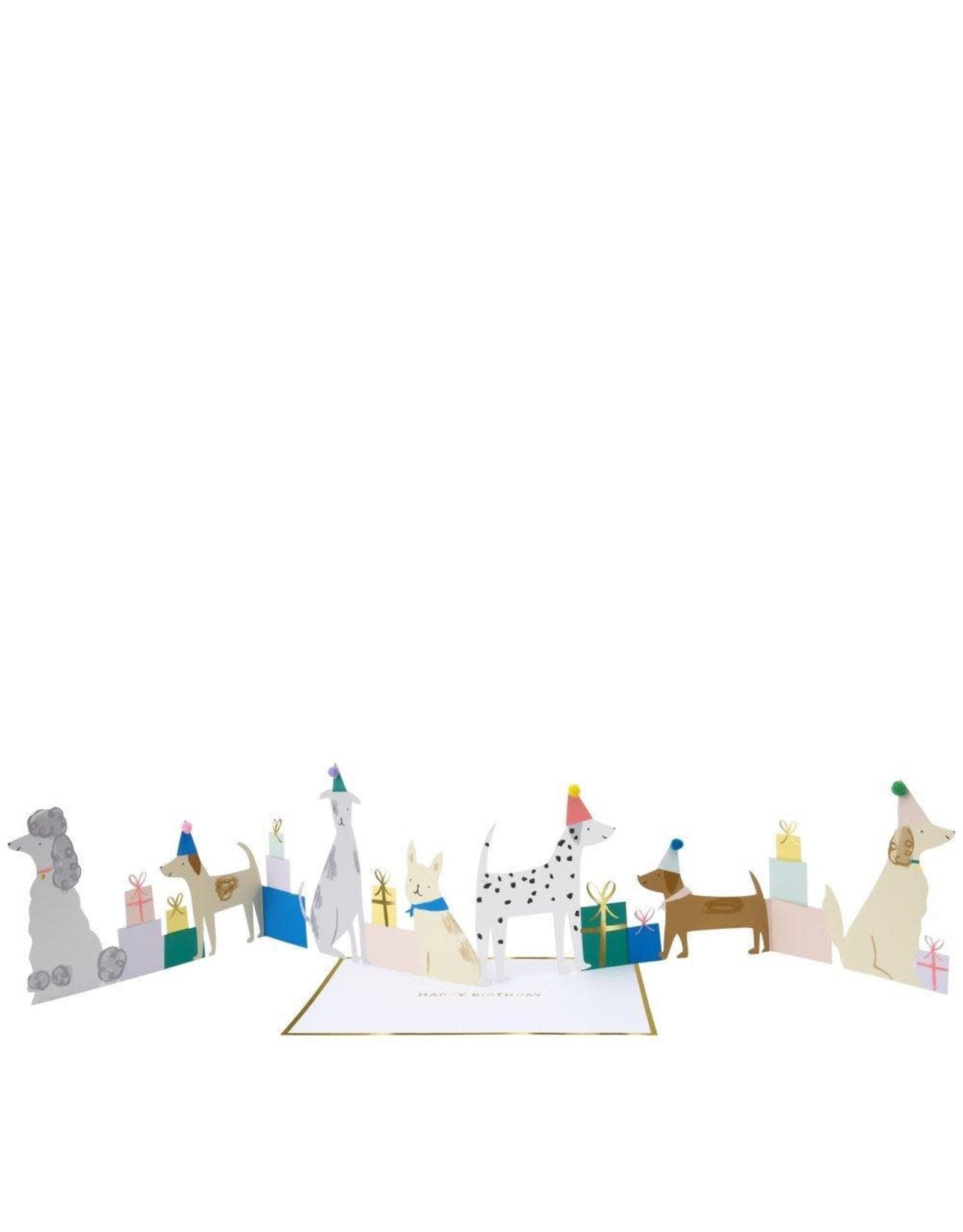 Meri Meri Wenskaart - Dog Party - Concertina + envelop - 13,5 x 18,5 - Happy Birthday