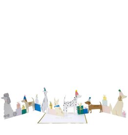 Meri Meri Wenskaart - Dog Party - Concertina + envelop - 13,5 x 18,5 - Happy Birthday