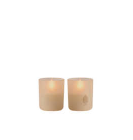Uyuni Led kaars in Glas - Beige - 2st - 6x7cm