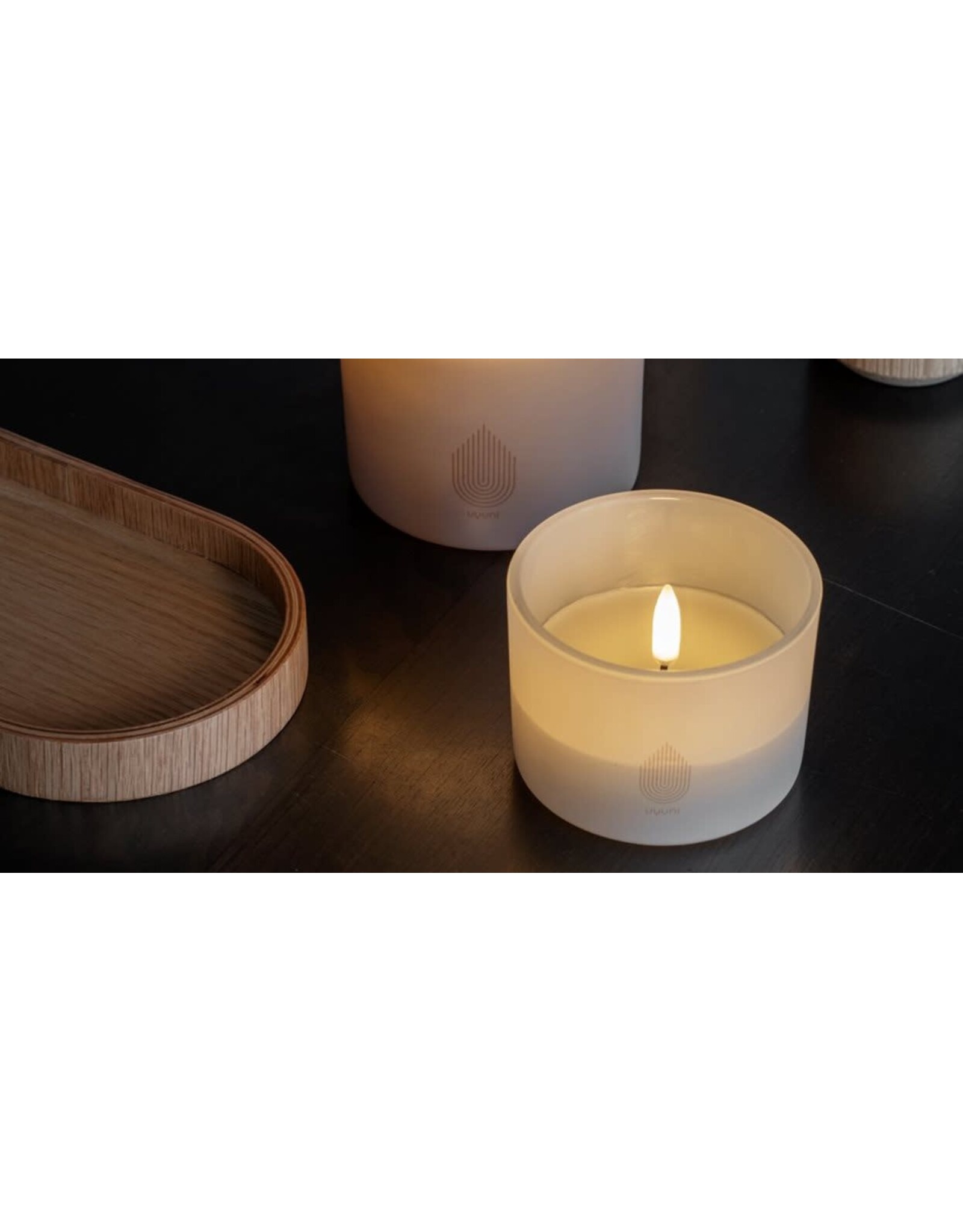 Uyuni Led kaars in Glas - Beige - 2st - 6x7cm