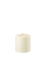 Uyuni Led Pillar Kaars, Triple flame - Ivory - 15x15 cm