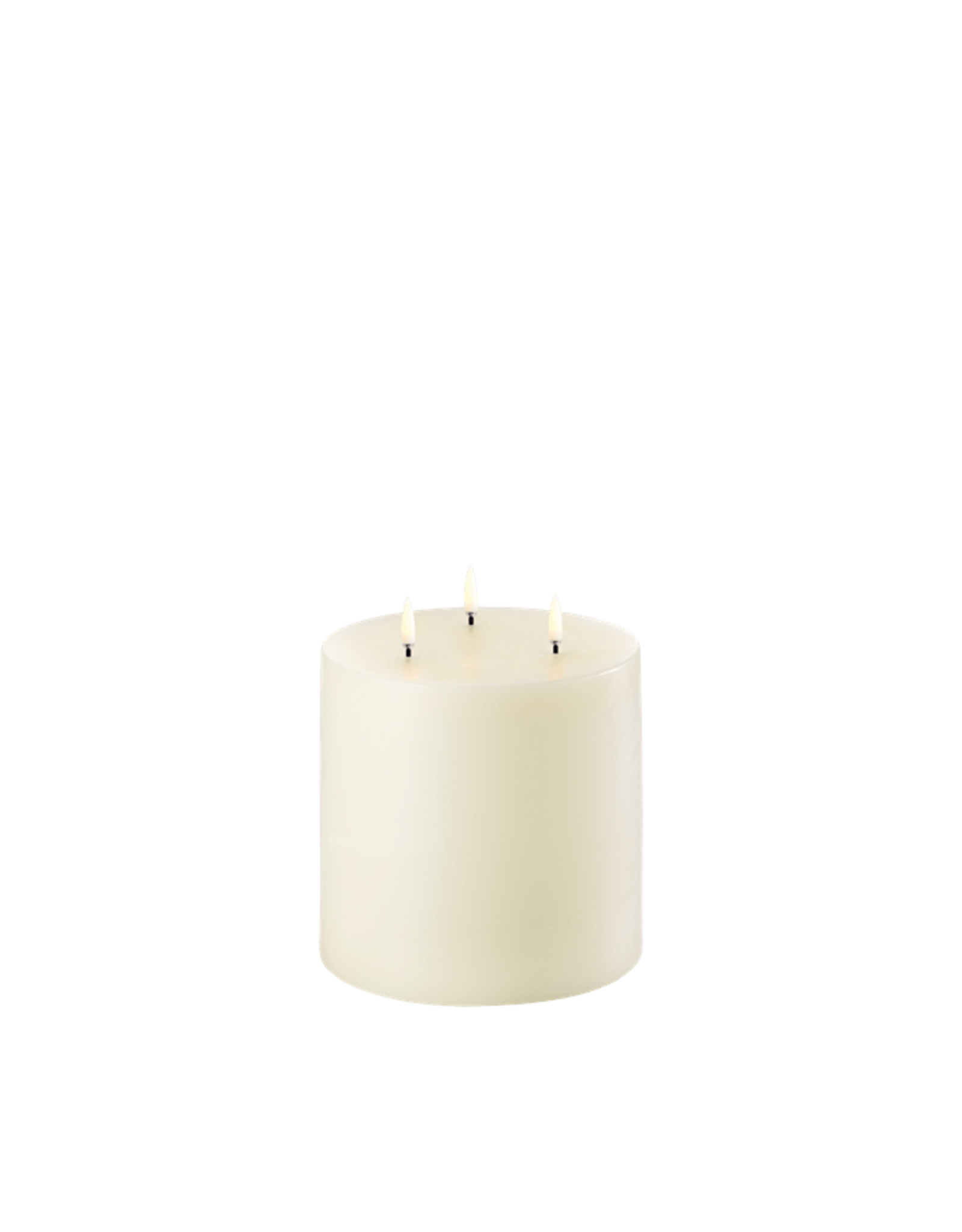 Uyuni Led Pillar Kaars, Triple flame - Ivory - 15x15 cm