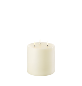 Uyuni Led Pillar Kaars, Triple flame - Ivory - 15x15 cm