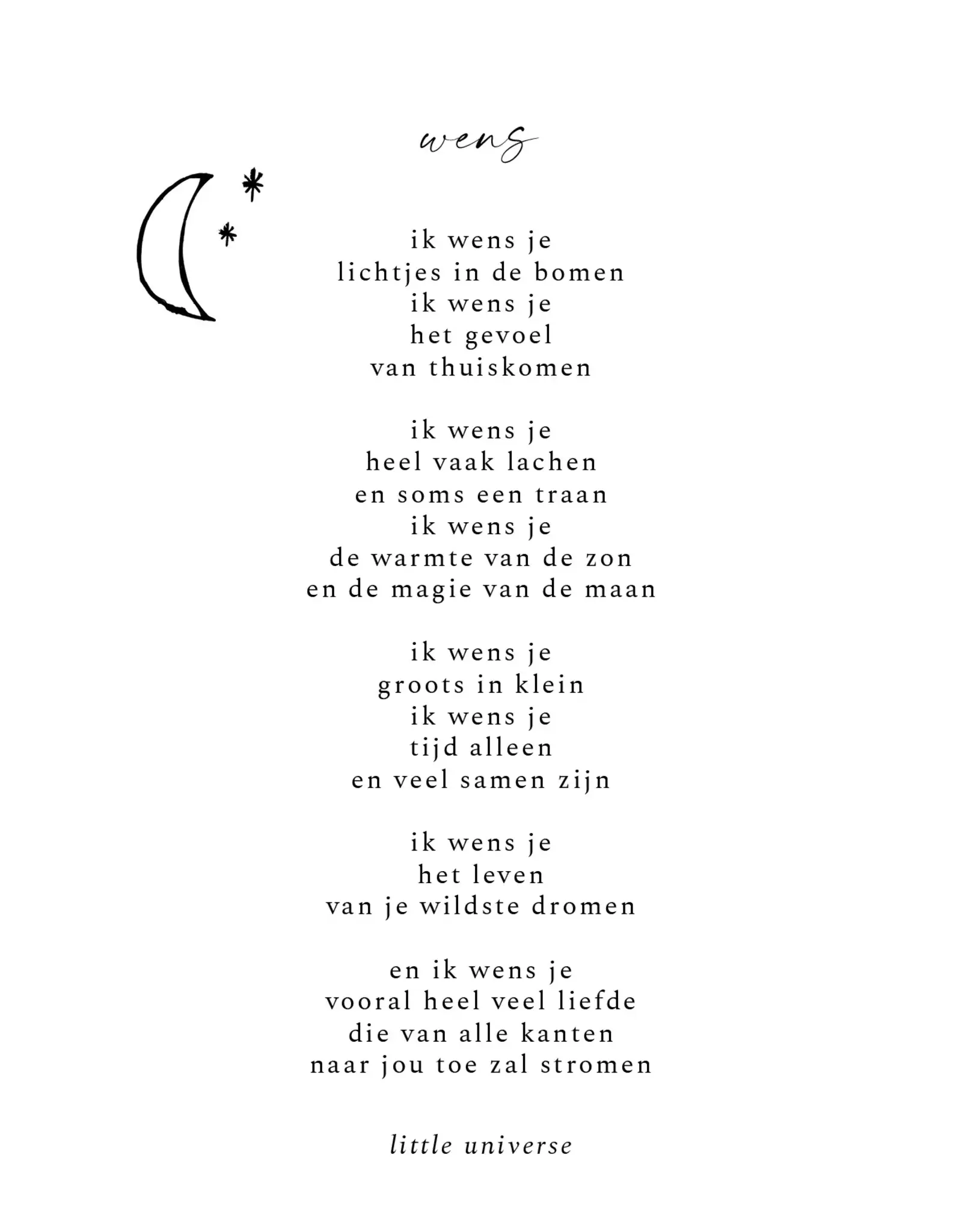 Little Universe Wenskaart - Wens - Postkaart + Envelop