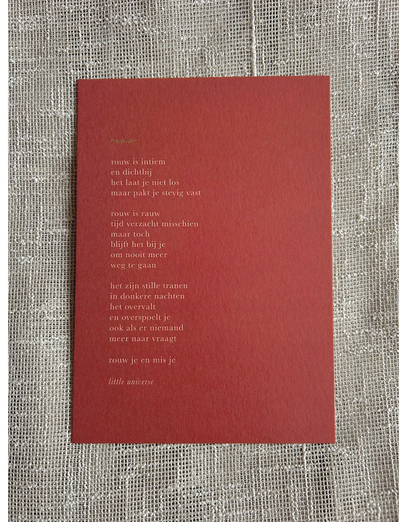 Little Universe Wenskaart - Rouw - Postkaart + Envelop