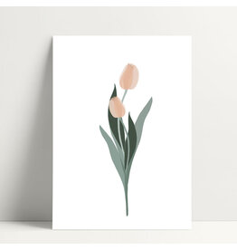 Poussière des rues Wenskaart - Peach Tulip - Postkaart + Envelop