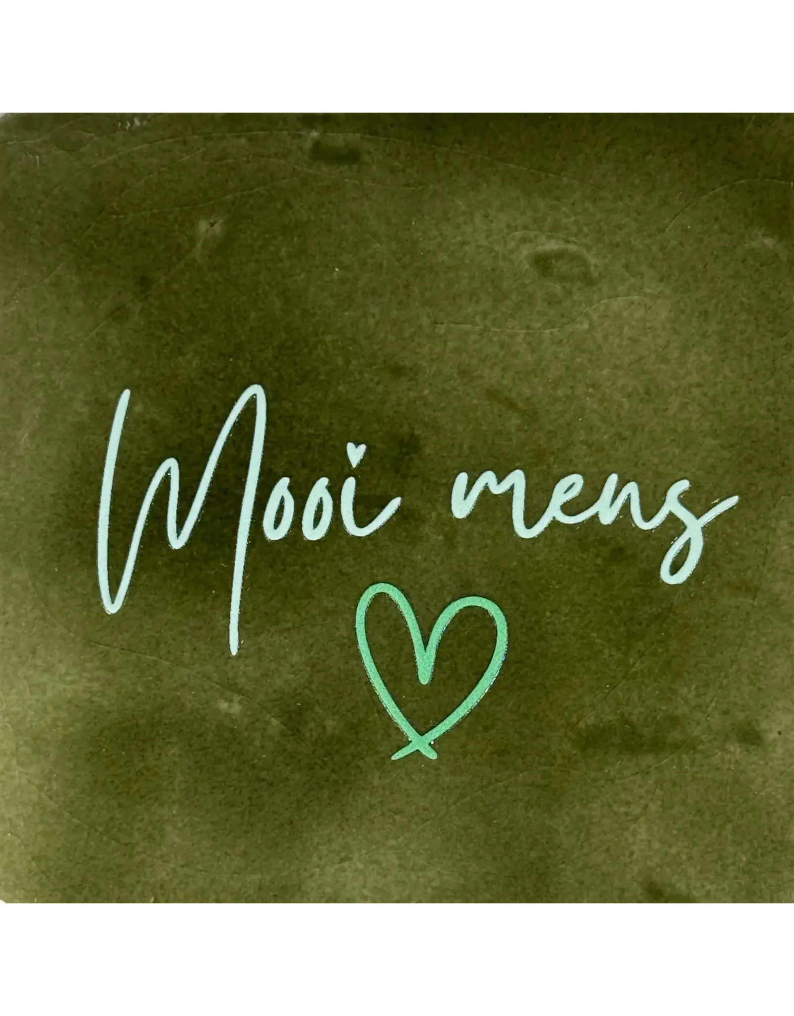 Yett Tegeltje - Mooi mens, Olijf/Lichtgroen - 10x10