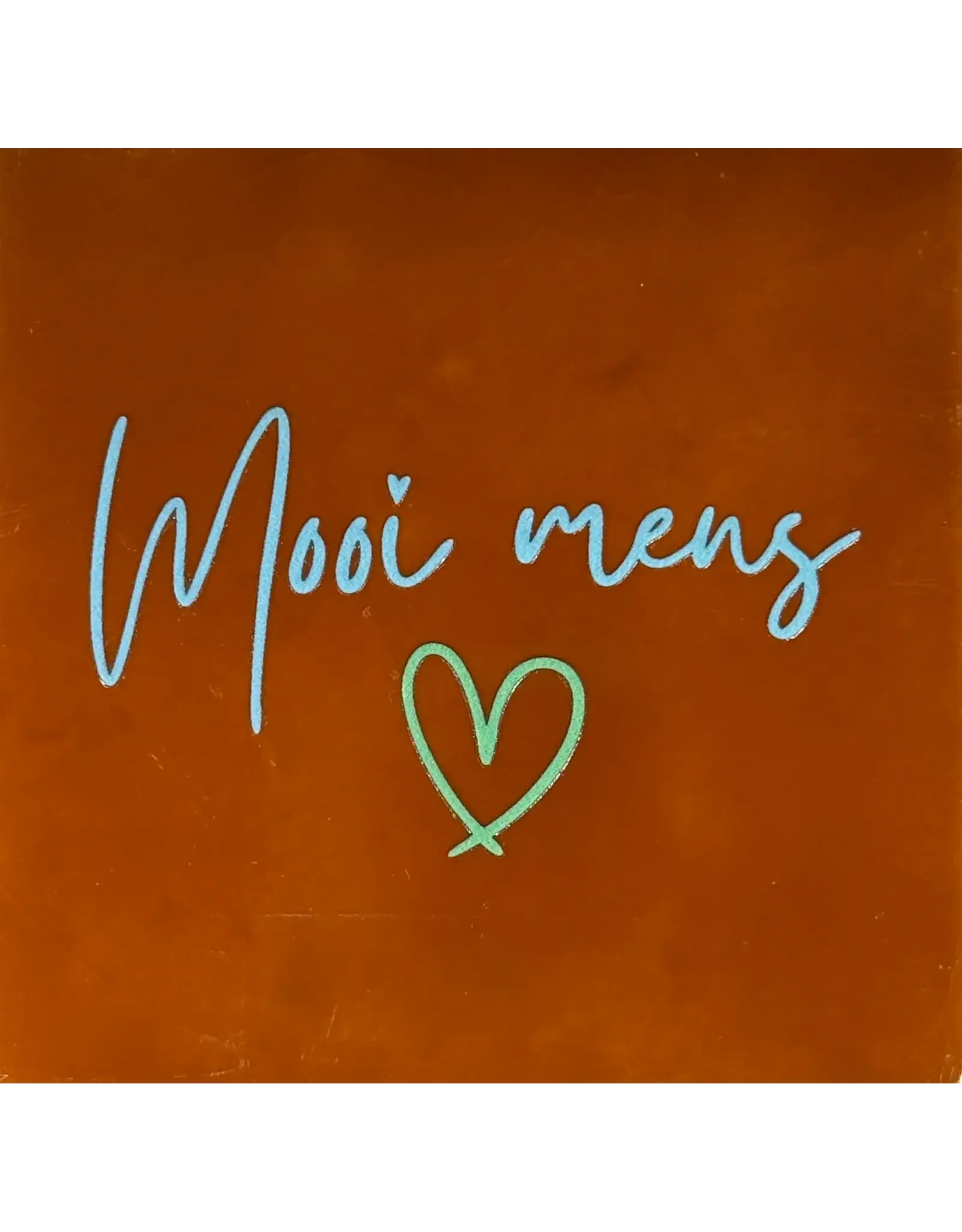 Yett Tegeltje - Mooi mens, Terra/Warmblauw - 10x10