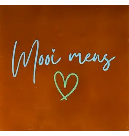 Yett Tegeltje - Mooi mens, Terra/Warmblauw - 10x10