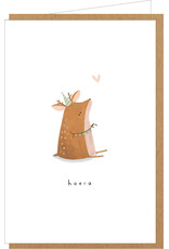 Klein liefs Wenskaart - Bambi, Hoera - Dubbele kaart + Envelop