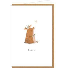 Klein liefs Wenskaart - Bambi, Hoera - Dubbele kaart + Envelop