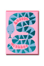 Joyful Wenskaart - Snake, Best wishes - Dubbele kaart + Envelop