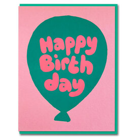 Joyful Wenskaart - Balloon, Happy Birthday - Dubbele kaart + Envelop