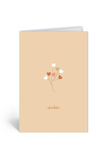 Deelneming Wenskaart - Takje met Hartjes - Dubbele kaart + Envelop