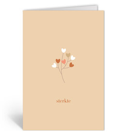 Deelneming Wenskaart - Takje met Hartjes - Dubbele kaart + Envelop